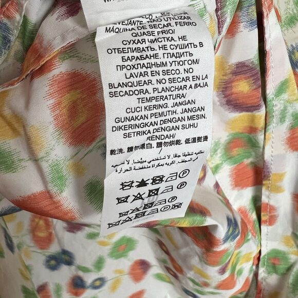 Tory Burch Taffeta dress Women Size 10 Floral Puff Sleeve Midi Pockets - Picture 16 of 16